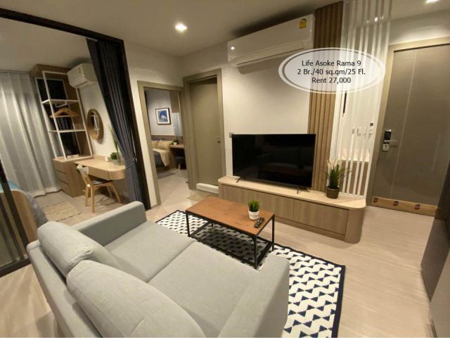 เช่า- Life Asoke Rama 9/2 ห้องนอน/ 40 ตร.ม. /ชั้น 25 ใกล้ MRT พระราม 9 เช่า 27,000