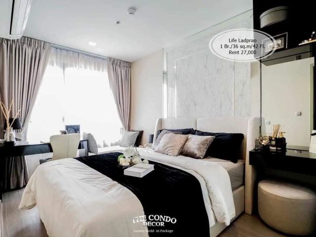 เช่า- Life ลาดพร้าว/ 1 ห้องนอน /36 ตรม./ชั้น 42 /ใกล้ BTS ห้าแยกลาดพร้าว เช่า 27,000