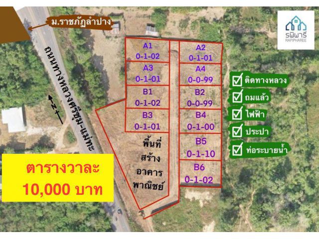 ลด 5 แสน ที่ดิน ที่ดินแบ่งล็อก และ บ้านสั่งสร้าง โครงการ รพิพารี หน้า ม.ราชภัฎลำปาง