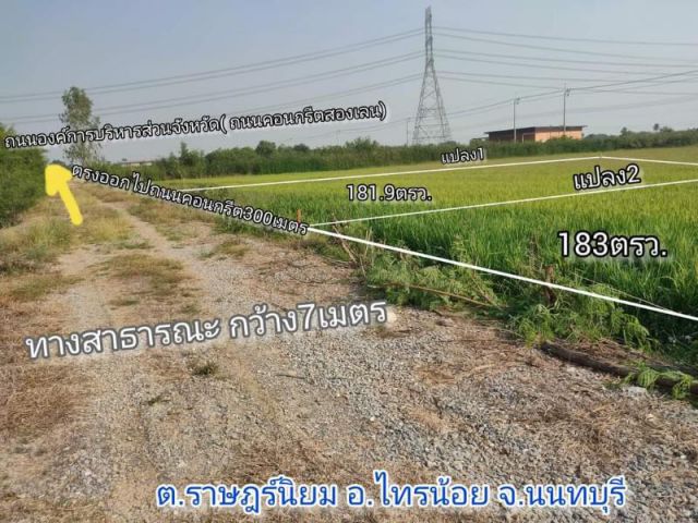 ที่ดิน ต.ราษฎร์นิยม ไทรน้อย นนทบุรี 181.9ตรว.