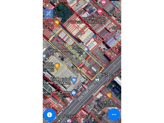 R624-028 ขายที่ดิน 3-0-29 ไร่ ติด ถ.รามคำแหง ห่างรถไฟฟ้าMRT สถานีรามคำแหง 400ม. เขตบางกะปิ กรุงเทพๆ
