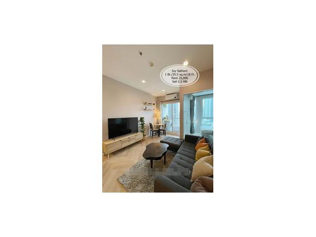 ขาย&เช่า-Ivy Sathorn /1 ห้องนอน /35.5 ตร.ม/ ชั้น 18 วิวเมือง ใกล้ BTS ช่องนนทรี  ขาย 5.5 ล้าน/เช่า 25,000