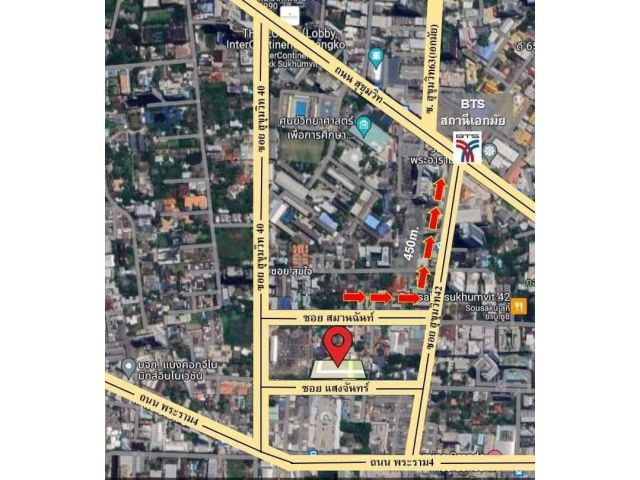 R625-066ขายที่ดินซอย สุขุมวิท 40-42 (ซ.สมานฉันท์) ใกล้ BTS เอกมัย เพียง 450ม.พื้นที่สีน้ำตาล ย.9 ถนนหน้าที่ดิน กว้าง 6เมตร
