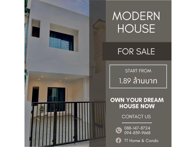 ขายทาวน์เฮ้าส์สวย 2 ชั้น Land&House ทำเลทองกลางเมืองเชียงใหม่ !! เฟอร์นิเจอร์พร้อมอยู่ โทร 088-147-8724
