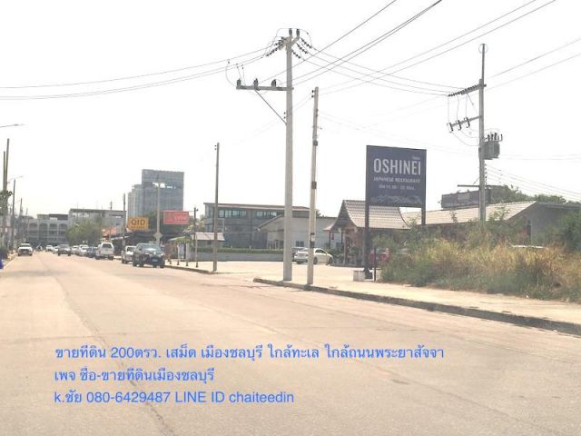 @@ขายที่ดินเมืองใหม่ พระยาสัจจา ในเมืองชลบุรี เนื้อที่ 200ตรว. 20x40m หลังร้านจิ๊บซีฟู้ด หลังร้านอาหารโอชิเน ตำบลเสม็ด@@