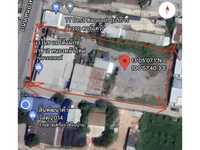 ขายที่ดินแปลงสวยมาก 2 ไร่. ต.บึง อ.ศรีราชา จ.ชลบุรี ติดถนนหนองคล้าใหม่, หัวมุมติดถนน 2 ด้าน