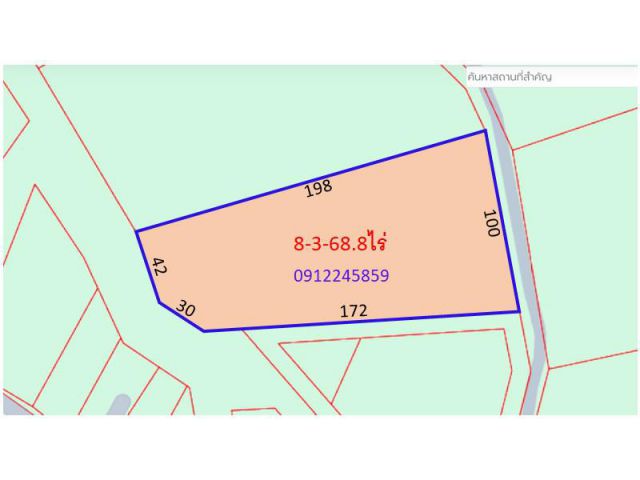 ที่ดิน 8-3-36ไร่ ใกล้ถนน 331- แหลมแบัง 470 เมตร