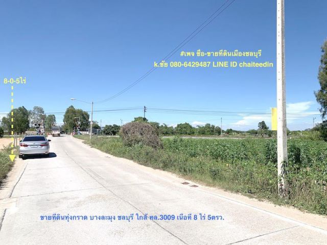 ###ขายที่ดินทุ่งกราด บางละมุง เนื้อที่ 8ไร่ ใกล้ถนนตัดใหม่ ทล.3009 ห่างจากท่าเรือแหลมฉบัง 3กม. ผังเมือง EEC หน้ากว้าง 50เมตร ตำบลบางละมุง @@