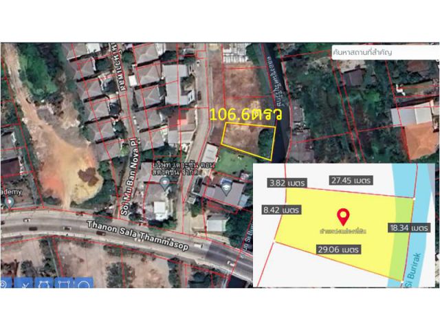 ที่ดิน 106.6 ตรว ใกล้ถนนศาลาธรรมสพน์ 60 เมตร