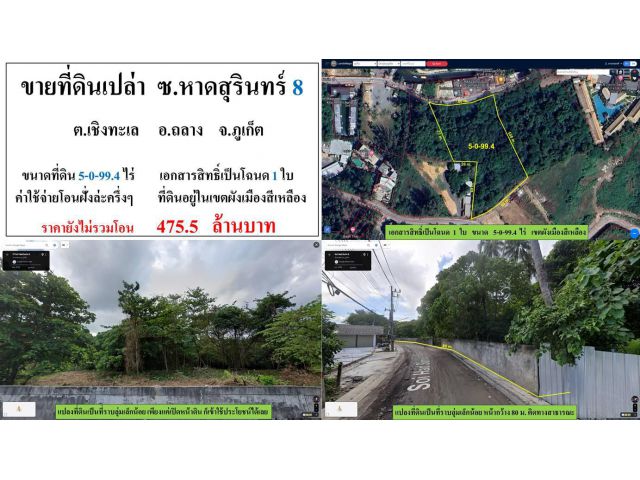 ** SALE LAND ** ขายที่ดินเปล่า ( ซอยหาดสุรินทร์ 8 - เชิงทะเล ) - ขนาดที่ดิน 5-0-99.4 ไร่