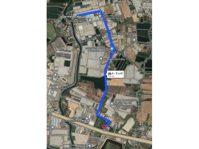 ขายที่ดินราคาถูก 465.3 ตร.ว. ใน บางเสาธง สำหรับทำโกดัง โรงงาน หรือ ลงทุน