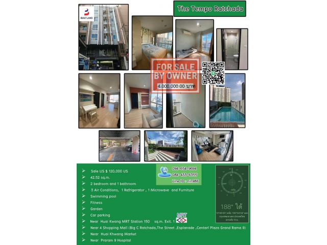 ขายถูกมาก!! คอนโด เดอะเทมโป รัชดา เฟอร์ครบพร้อมเข้าอยู่ ทำเลทอง เพียง 1 นาทีถึง MRT สถานีห้วยขวาง