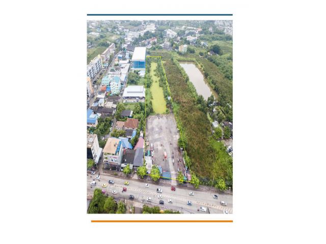 ที่ดินติดถนนใหญ่ ถนนเฉลิมพระเกียรติ ร.9 เขตประเวศ ขนาด 7 ไร่  3 งาน 74.0 ตารางวา เดินทาสะดวก ใกล้แหล่งอำนวยความสะดวก