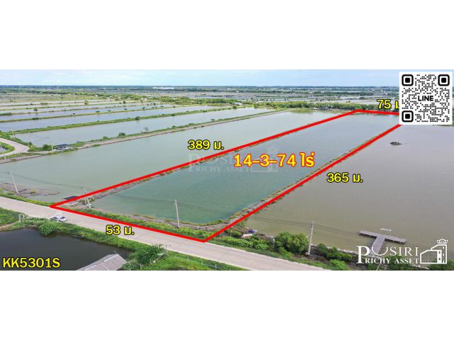 ขายที่สร้างโรงงานเกือบ 15 ไร่ ขอใบ รง.4 ได้ ใกล้กรุงเทพ เทรลเลอร์เข้าสะดวก เส้นบางขุนเทียน - พันท้าย - KK5301S