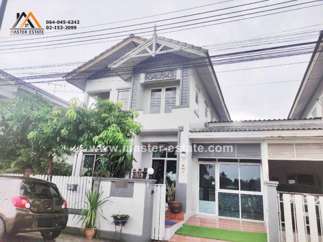 บ้านฟ้าปิยรมย์ เฟส 7 บ้านแฝด 2 ชั้น เนื้อที่ 38 ตร.ว. หน้าบ้านไม่ชนกับใคร บ้านเย็นสบาย+สวนร่มรื่น 5 ห้องนอน สวย ปทุมธานี