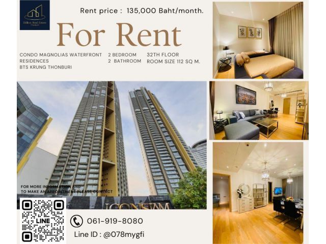 For Rent "Magnolias Waterfront Residences" -- 2 Beds 112 Sq.m. 135,000 Baht -- Luxury condo along The Chao Phraya River!