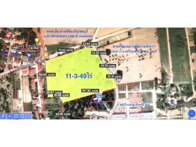 @@ขายที่ดินใกล้สวนเสือ ศรีราชา ชลบุรี เนื้อที่ 11ไร่ 3งาน 49ตรว.ติดถนน2ด้าน 110x100เมตร ทำเลเหมาะพัฒนาอสังหาริมทรัพย์ ใกล้สวนเสือ,ใกล้นิคมปิ่นทอง1@