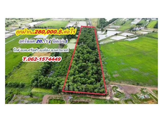ที่ดินถูกมาก ติดลาดยาง ทำเลดี ที่นครนายก T.062-1574449 สวยๆ ใกล้ อบต.ศรีจุฬา นครนายก