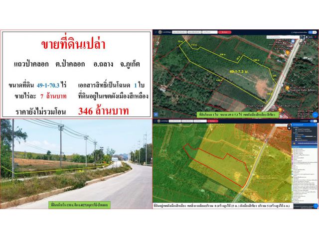 ขายที่ดินเปล่า ขนาด 49-1-70.3 ไร่  แถวป่าคลอก  ต.ป่าคลอก  อ.ถลาง  ภูเก็ต