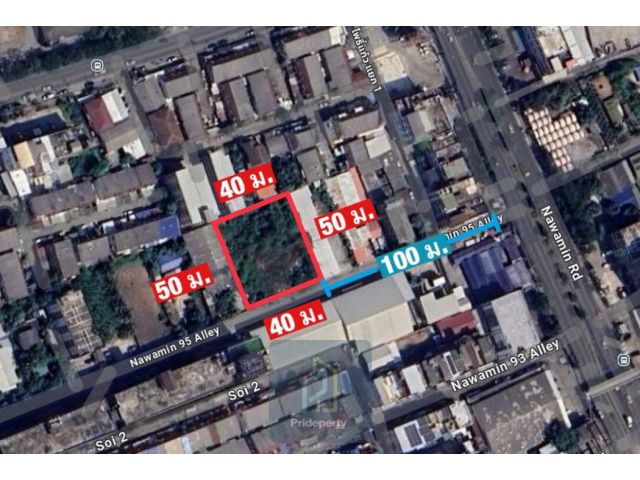 ขาย ที่ดินเปล่า 500 ตรว. ซอยนวมินทร์ 95 แปลงสี่เหลี่ยม ถมแล้ว ใกล้ถนนใหญ่