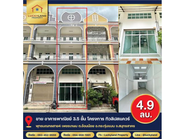 ขาย อาคารพาณิชย์ 3.5 ชั้น โครงการทิวลิปสแควร์ 68 ตรม 17 ตรว 3 ห้องน้ำ โครงการทิวลิปสแควร์ โครงการติดถนนพุทธมณฑลสาย4