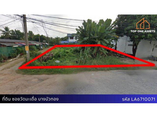 ที่ดิน ซอยวัดมะเดื่อ บางบัวทอง ห่างจากถนนรัตนาธิเบศร์แค่ 360 เมตร ใกล้แหล่งชุมชน