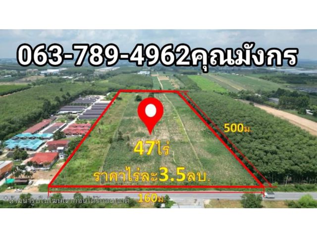 ขายที่ดิน47ไร่ แปลงสวยๆ อยู่ติดถนนซอย9​ ใกล้สาย13 ต. พนานิคม อ. นิคมพัฒนา จ. ระยอง​  ที่ดินสวยเสมอถนน ไม่ต้องถม​
