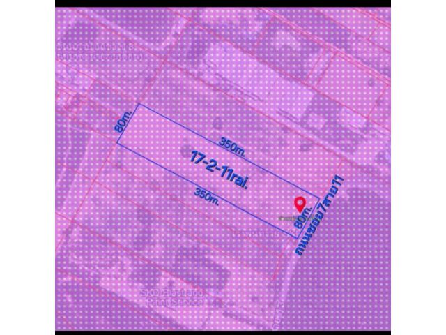 ขายที่ดิน 17-2-11ไร่  พิกัดซอย 7 สาย11  ต.พนานิคม อ.นิคมพัฒนา จ.ระยอง ผังสีม่วงลาย