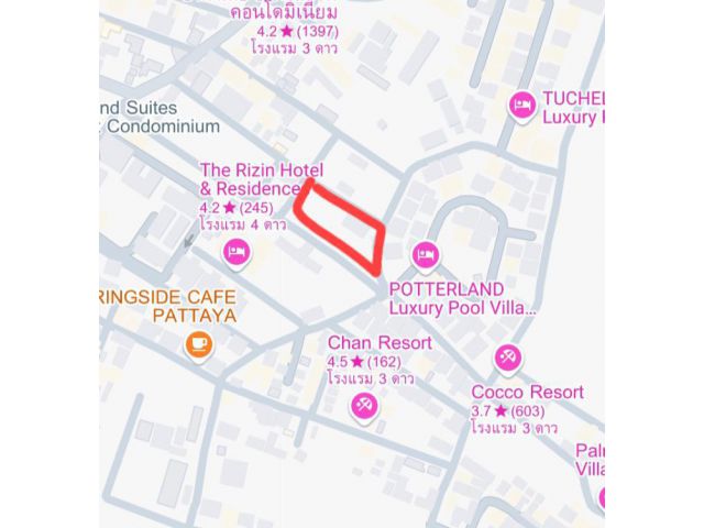 ขายที่ดินเปล่าพัทยา ใกล้ walking street เขาพระตำหนัก