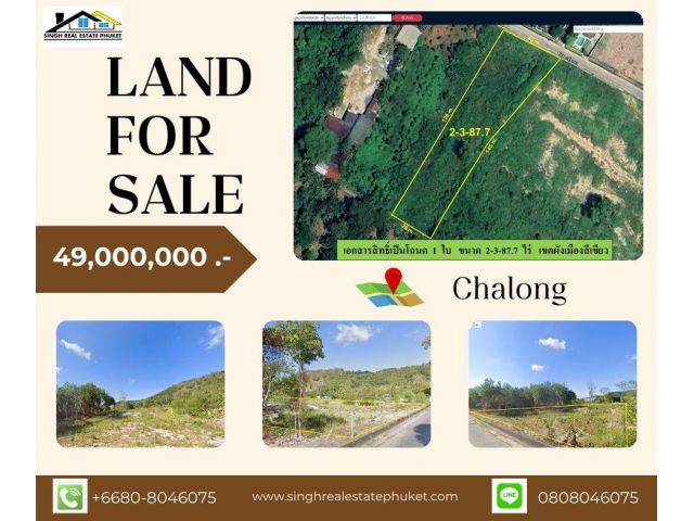 ** LAND FOR SALE ** ที่ดินเปล่า 2-3-87.7 ไร่  ( ซอยกลุ่มยาง - ฉลอง )
