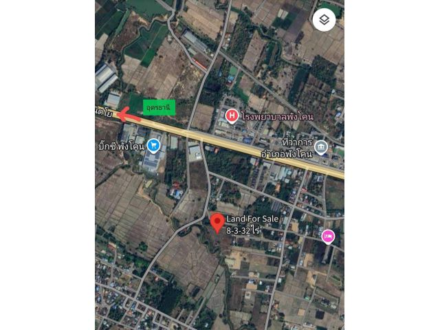 Land for sale 8-3-32 ไร่/ ตรงข้ามที่ว่าการอำเภอพังโคน, ห่างจากถนนทางหลวงAH15 (อุดรธานี-สกลนคร) เพียงแค่ 600m จ.สกลนคร