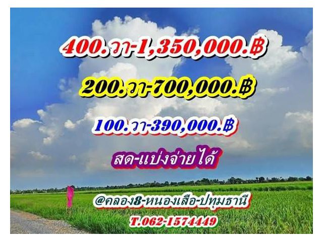 ถูกกว่าใครในย่านนี้ไฟฟ้าประปาครบจบที่นี่-คลอง8.บึงบอน หมู่ที่ 4 ตะวันตก (ฝั่งวัดบึงบอน) T.062-1574449