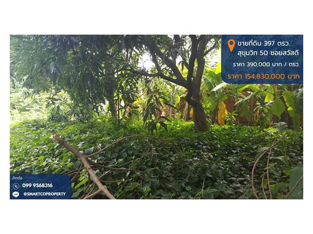 ขายที่ดิน สุขุมวิท 50 ซอยสวัสดี เนื้อที่ 3 งาน 97 ตรว. ถมแล้ว พื้นที่สีส้ม บรรยากาศดี เหมาะสร้างบ้านหรู ซื้อลงทุน โทร 09