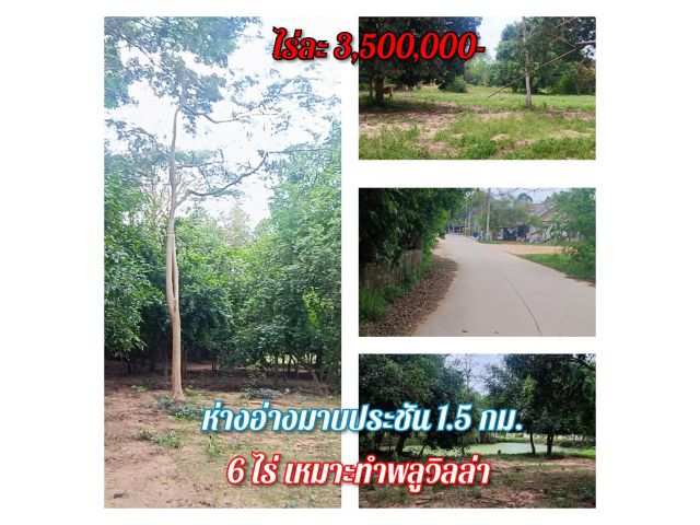 ขายที่ดิน6 ไร่ ทำพูลวิลล่าห่างอ่างเก็บน้พมาบประชันแค่ 1.5 กก