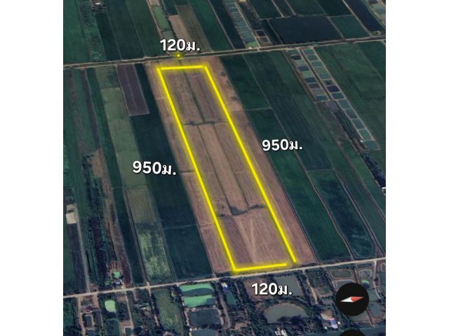 ที่ดินลำลูกกาคลอง 12.   (71 ไร่ /ไร่ละ 1 ล้าน ) หน้ากว้าง 120เมตร ยาว 950 เมตร