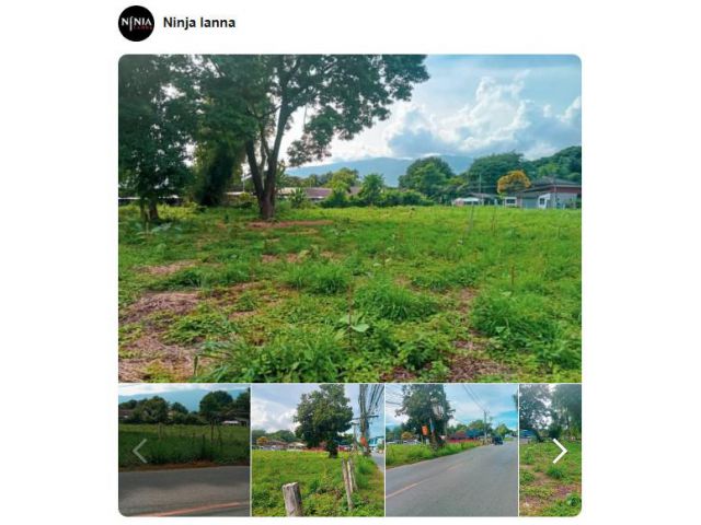 ที่ดินติดถนนหลักเส้นเลียบน้ำปิง  ป่าตัน-เชียงใหม่ ติดถนน 2 ด้าน หัวมุม วิวดอยสุเทพ'สวยๆ เพียงตารางวาละ 30,564 บาท