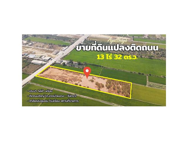 ขายที่ดิน ติดถนนลาดบัวหลวง - ไม้ตรา ลาดบัวหลวง พระนครศรีอยุธยา