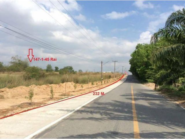 ขายที่ดินมาบยางพร ปลวกแดง ระยอง เหมาะสร้างคลังสินค้า 147 ไร่ เขต EEC