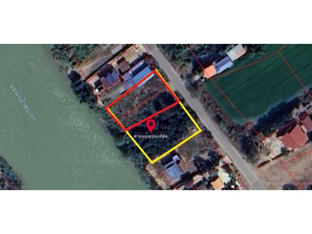 ที่ดินริมแม่น้ำเจ้าพระยา ที่ดินอยุธยา  311 วา ใกล้ทุ่งมะขามหย่อง วัดจุฬามณี ถนน 347 ถนนปทุมธานี บางปะหัน