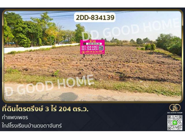 2DD-834139 ที่ดินไตรตรึงษ์ 3 ไร่ 204 ตร.ว. กำแพงเพชร ใกล้โรงเรียนบ้านดงตาจันทร์