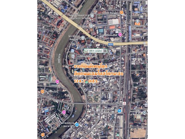 ขายที่ดินพิษณุโลก ติดถนนบรมไตรโลกนารถ 134.7 ตรว.ละ 55,000 บาท