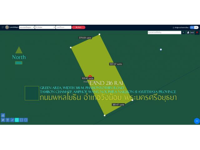 ที่ดิน216ไร่ พื้นที่สีเขียว หน้ากว้าง 381ม. ถนน พหลโยธิน ตำบล ชะแมบ อำเภอวังน้อย จังหวัดพระนครศรีอยุธยา