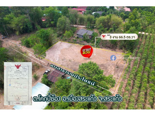 ขายที่ดินโฉนด 1 ไร่ บ้านด่าน โคกปี่ฆ้อง เมืองสระแก้ว ที่สวย เหมาะทำบ้านสวน สวนเกษตร