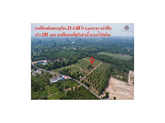 ขายที่ดินพร้อมสวนทุเรียนแปลงใหญ่ 21-1-68 ไร่ จังหวัด นครนายก