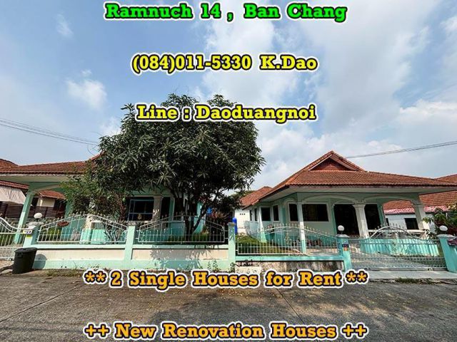 #Ramnuch 14, Ban Chang *** 2 Single Houses for Rent *** New Renovation Houses