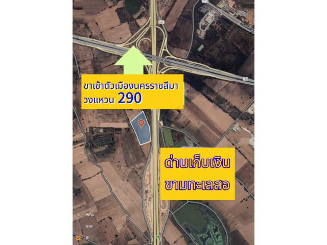 ขายที่ดินติดถนนเลียบมอเตอร์เวย์บางปะอินนครราชสีมาใกล้ด่านเก็บเงินขามทเลสออำเภอเมืองนครราชสีมา