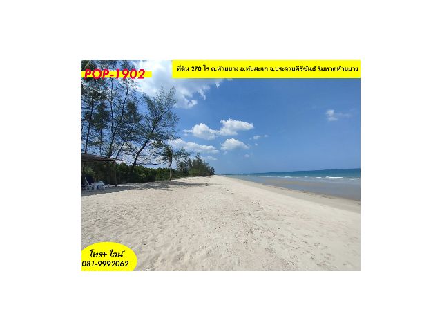 POP-1902 ที่ดิน 270 ไร่ ต.ห้วยยาง อ.ทับสะแก จ.ประจวบคีรีขันธ์ ริมหาดห้วยยาง
