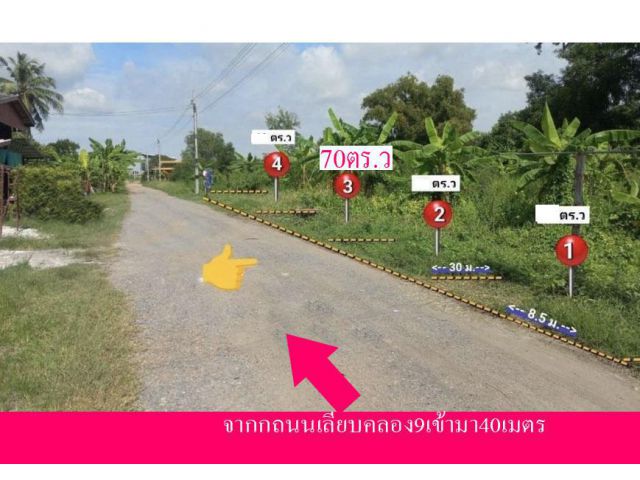 ขายที่ดินมีน้ำประปาไฟฟ้า70ตรวคลอง9หนองจอกทำเลดี
