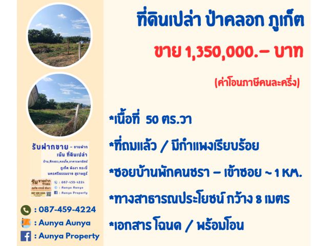 Tel.087-459-4224 ขาย #ที่ดินเปล่าป่าคลอก #ที่ดินป่าคลอก ถลาง ภูเก็ต