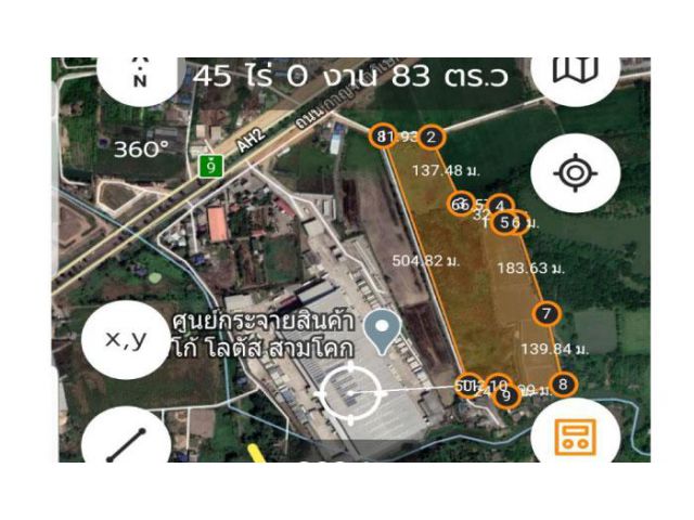 ขายที่ดินเปล่า 45 ไร่ ติดศูนย์กระจายสินค้าโลตัส-สามโคก จ.ปทุมธานี